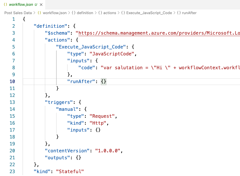 Logic Apps workflow definition in JSON